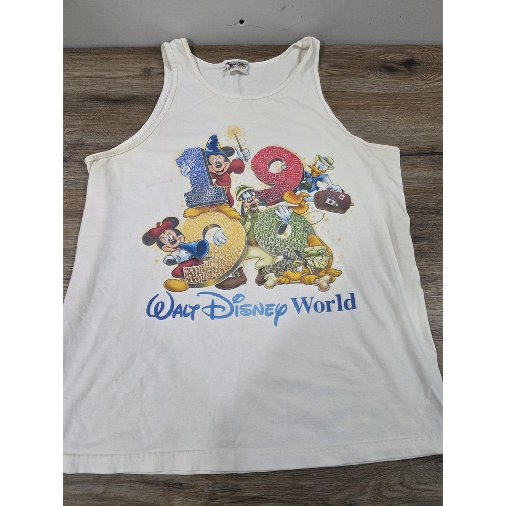 Vintage 1990s Walt Disney World Tank Top Mickey Donald Goofy Large 1999 VTG